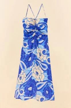 Farm Rio Blue Tropical Groove Lenzing™ Ecovero™ Viscose Midi Dress -Farm Rio Fashion Store 306997 06