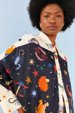 Farm Rio Zodiac Lenzing™ Ecovero™ Viscose Shirtdress -Farm Rio Fashion Store 307012 03