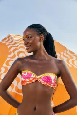 Farm Rio Tropical Woodcut Strapless Bikini Top