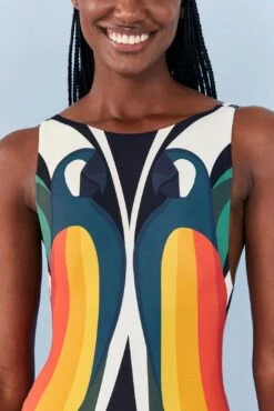 Farm Rio Macaw Stripes One Piece Swimsuit -Farm Rio Fashion Store 307129 04