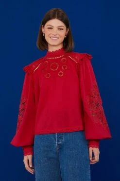 Farm Rio Red Romantic Blouse