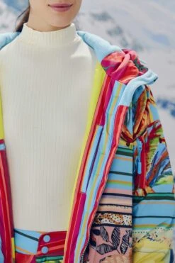 Farm Rio Mixed Scarves Ski Puffer Jacket -Farm Rio Fashion Store 308309 02