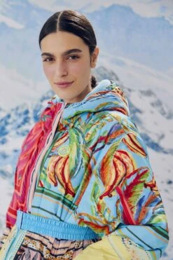 Farm Rio Mixed Scarves Ski Puffer Jacket -Farm Rio Fashion Store 308309 04
