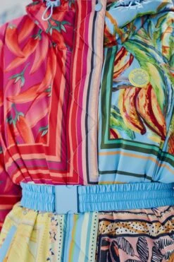 Farm Rio Mixed Scarves Ski Puffer Jacket -Farm Rio Fashion Store 308309 07