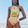 Farm Rio Beach Mixed Scarves One Piece Swimsuit -Farm Rio Fashion Store 308505 03