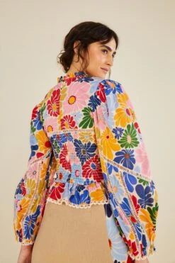 Farm Rio Sand Sunny Daisies Blouse -Farm Rio Fashion Store 309082 05