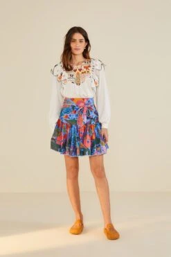 Farm Rio White Embroidered Fall Leaf Blouse -Farm Rio Fashion Store 309103 04