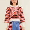 Farm Rio Multicolor Crochet Sweater -Farm Rio Fashion Store 309106 01