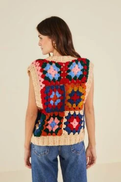 Farm Rio Multicolor Patchwork Crochet Vest -Farm Rio Fashion Store 309108 03