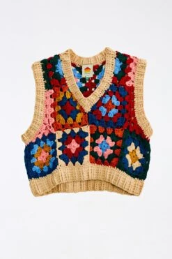 Farm Rio Multicolor Patchwork Crochet Vest -Farm Rio Fashion Store 309108 05