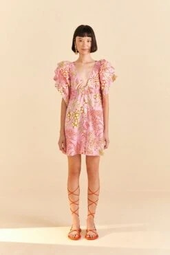 Farm Rio Pink Mixed Lobsters Organic Cotton Mini Dress -Farm Rio Fashion Store 309152 02