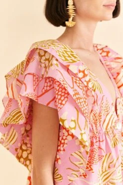 Farm Rio Pink Mixed Lobsters Organic Cotton Mini Dress -Farm Rio Fashion Store 309152 03