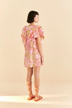 Farm Rio Pink Mixed Lobsters Organic Cotton Mini Dress -Farm Rio Fashion Store 309152 04