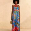 Farm Rio Blue Painted Birds Maxi Dress -Farm Rio Fashion Store 309153 01