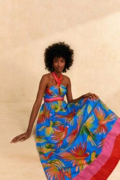 Farm Rio Blue Painted Birds Maxi Dress 9 Farm Rio Blue Painted Birds Maxi Dress -Farm Rio Fashion Store 309153 03