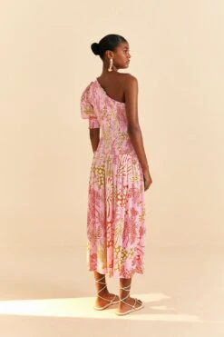 Farm Rio Pink Mixed Lobsters Midi Dress -Farm Rio Fashion Store 309155 02