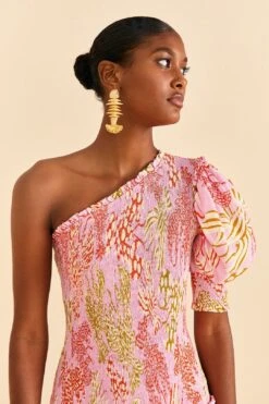 Farm Rio Pink Mixed Lobsters Midi Dress -Farm Rio Fashion Store 309155 05