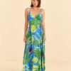 Farm Rio Blue Banana Leaves Sleeveless Maxi Dress -Farm Rio Fashion Store 309156 01
