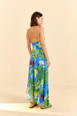Farm Rio Blue Banana Leaves Sleeveless Maxi Dress -Farm Rio Fashion Store 309156 04