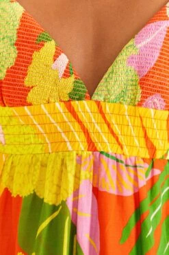 Farm Rio Red Neon Floral Maxi Dress -Farm Rio Fashion Store 309157 06