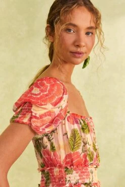 Farm Rio Pink Blooming Floral Maxi Dress -Farm Rio Fashion Store 309161 03