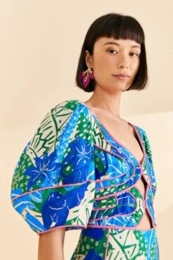 Farm Rio Green Jungle Panther Midi Dress -Farm Rio Fashion Store 309167 03