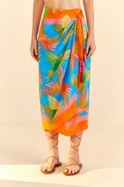 Farm Rio Painted Birds Scarf Midi Skirt -Farm Rio Fashion Store 309168 03