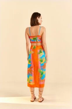 Farm Rio Painted Birds Scarf Midi Skirt -Farm Rio Fashion Store 309168 04