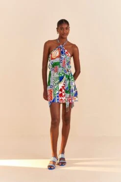 Farm Rio Off-White Pitta Colors Mini Dress -Farm Rio Fashion Store 309169 02