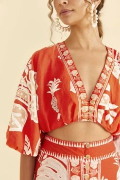 Farm Rio Red Lace Monsteras Crop Top -Farm Rio Fashion Store 309178 03