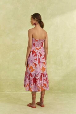 Farm Rio Red Coconut Tree Organic Cotton Midi Dress -Farm Rio Fashion Store 309180 04