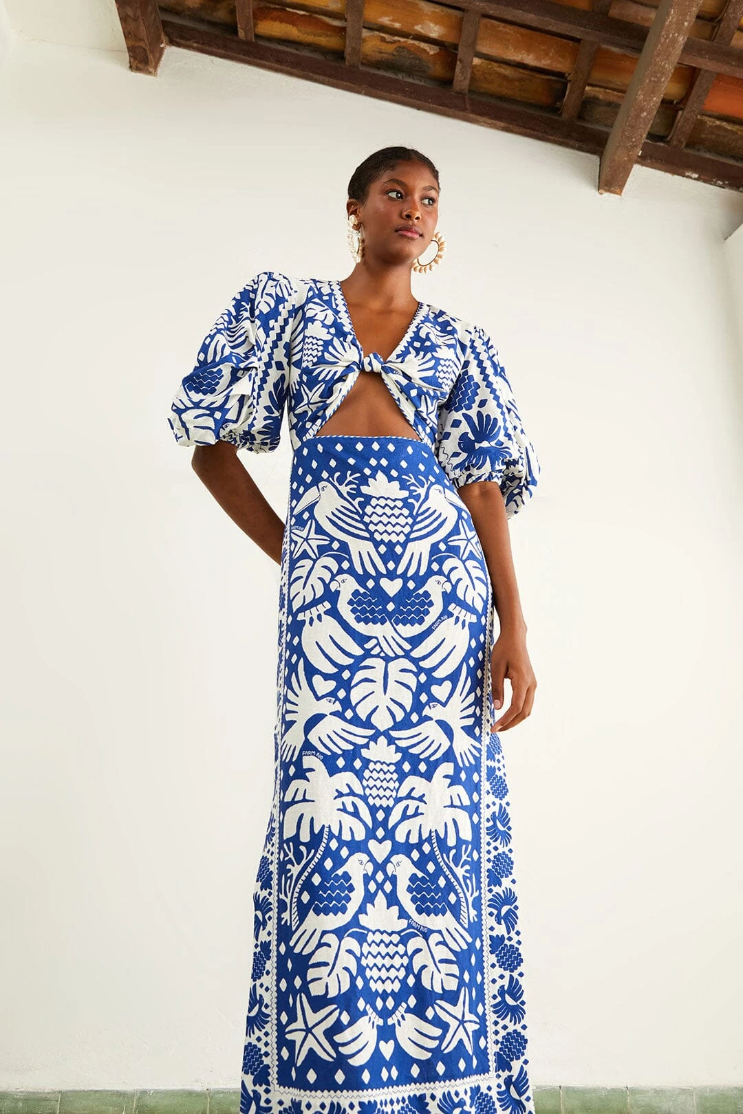 Farm Rio Navy Blue Jungle Scarf Midi Dress 5 Farm Rio Navy Blue Jungle Scarf Midi Dress - Image 3