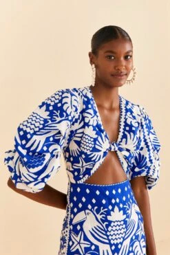 Farm Rio Navy Blue Jungle Scarf Midi Dress 13 Farm Rio Navy Blue Jungle Scarf Midi Dress -Farm Rio Fashion Store 309189 05