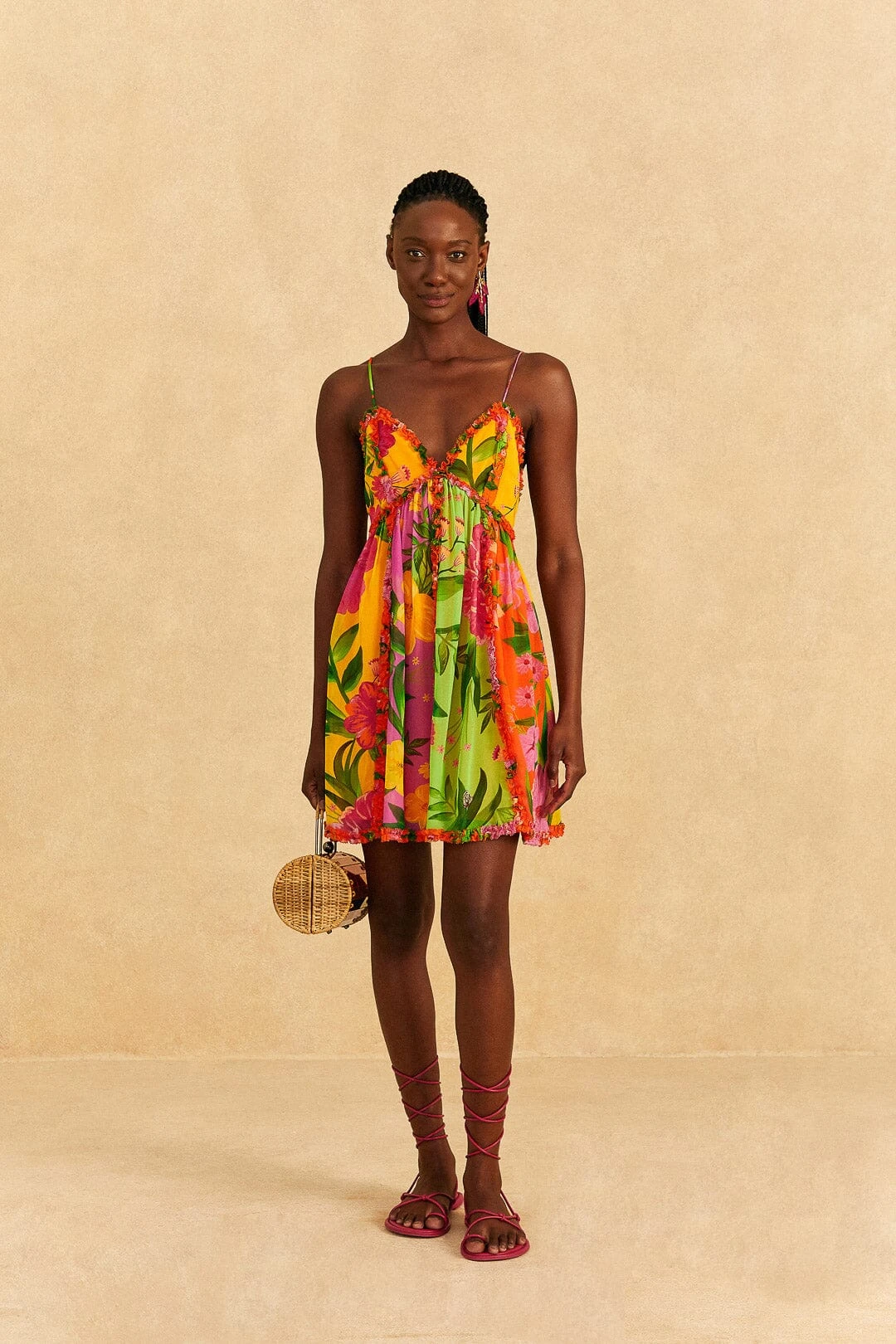 Farm Rio Mixed Romantic Garden Mini Dress 4 Farm Rio Mixed Romantic Garden Mini Dress - Image 2