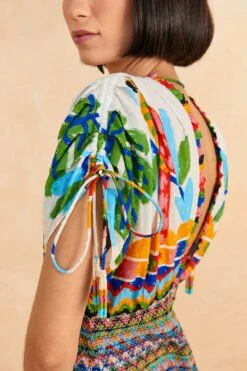 Farm Rio Colorful Forest V Neck Mini Dress -Farm Rio Fashion Store 309198 03