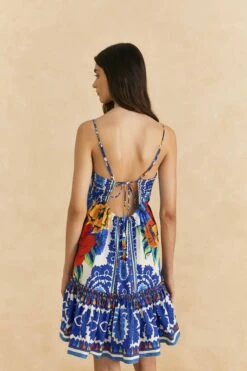 Farm Rio Off-White Flower Tapestry Organic Cotton Mini Dress -Farm Rio Fashion Store 309199 04