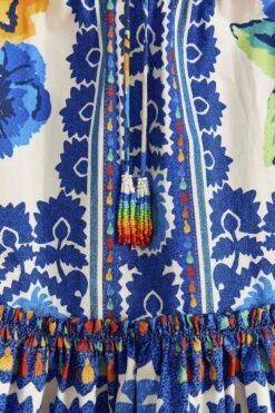 Farm Rio Off-White Flower Tapestry Organic Cotton Mini Dress -Farm Rio Fashion Store 309199 05