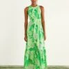 Farm Rio Green Dewdrop Floral Midi Dress -Farm Rio Fashion Store 309210 01
