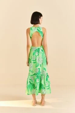 Farm Rio Green Dewdrop Floral Midi Dress -Farm Rio Fashion Store 309210 03