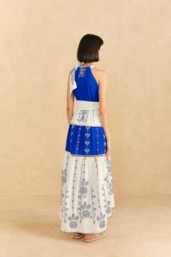 Farm Rio Navy Blue Embroidered Jungle Scarf Maxi Dress -Farm Rio Fashion Store 309237 03