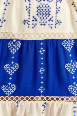 Farm Rio Navy Blue Embroidered Jungle Scarf Maxi Dress -Farm Rio Fashion Store 309237 04