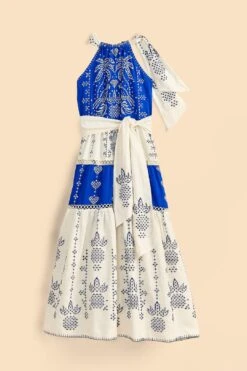 Farm Rio Navy Blue Embroidered Jungle Scarf Maxi Dress -Farm Rio Fashion Store 309237 05