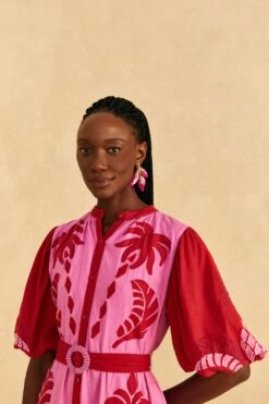 Farm Rio Red Jungle Scarf Cutwork Mini Dress -Farm Rio Fashion Store 309239 03