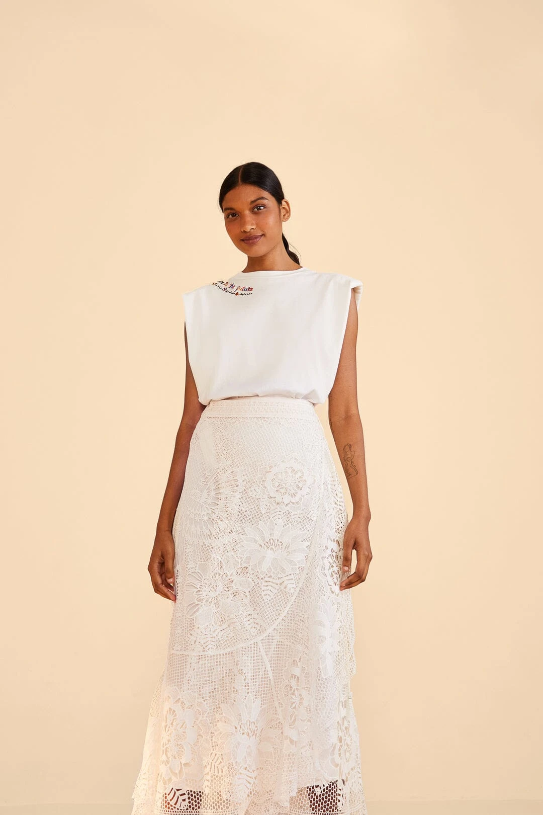 Farm Rio Off-White Guipire Midi Skirt 4 Farm Rio Off-White Guipire Midi Skirt - Image 2