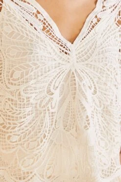 Farm Rio Off-White Butterfly Guipure Blouse -Farm Rio Fashion Store 309242 05