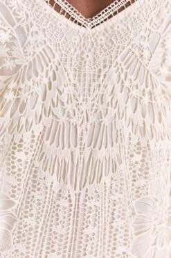 Farm Rio Off-White Guipure Midi Dress -Farm Rio Fashion Store 309243 05