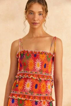 Farm Rio Coral Summer Sun Mini Dress -Farm Rio Fashion Store 309264 03