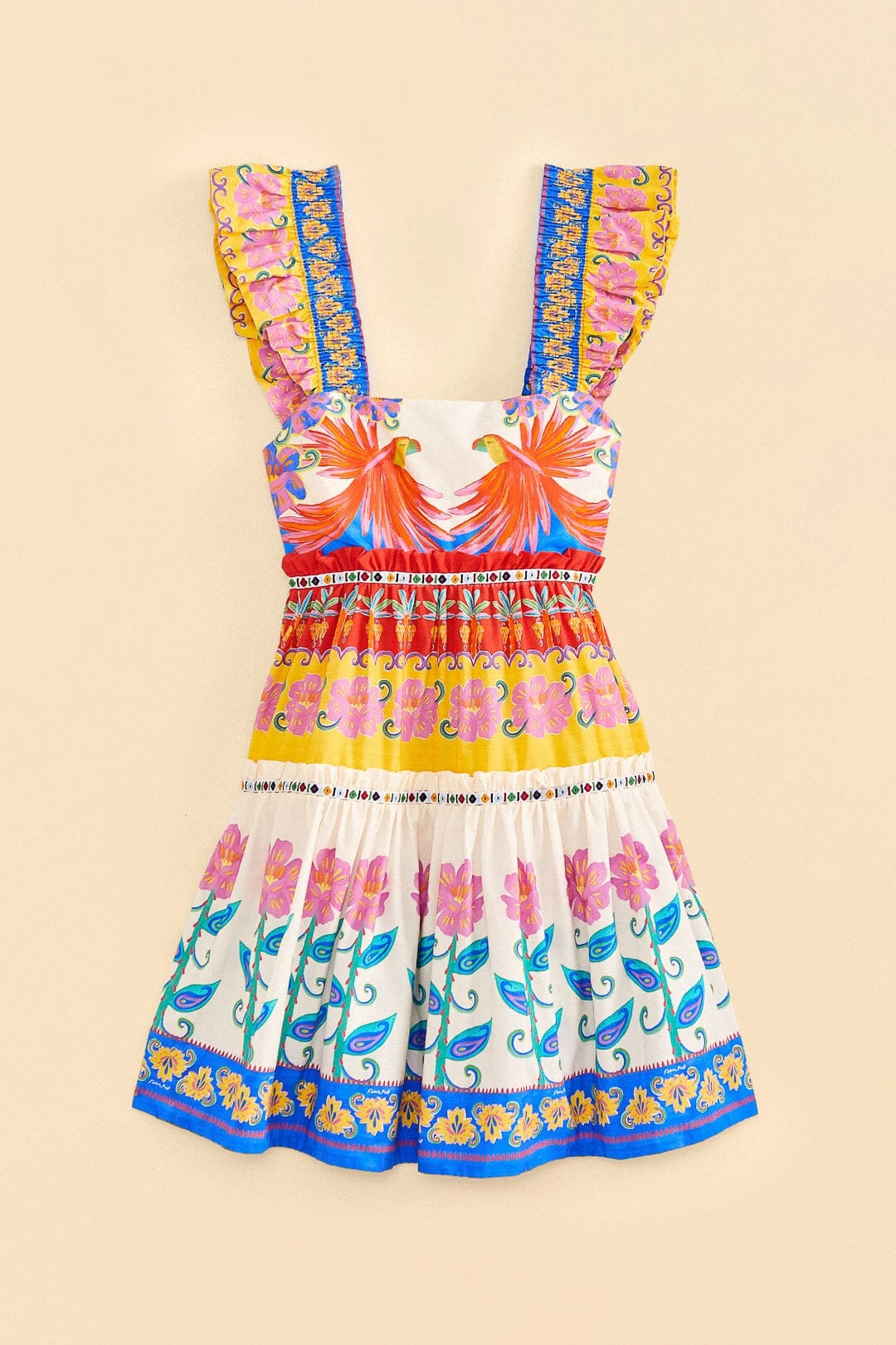 Farm Rio Off-White Vivid Garden Organic Cotton Mini Dress 8 Farm Rio Off-White Vivid Garden Organic Cotton Mini Dress - Image 6