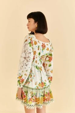 Farm Rio Off-White Tropical Romance Scarf Mini Dress -Farm Rio Fashion Store 309269 04