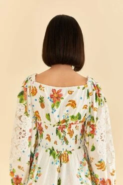 Farm Rio Off-White Tropical Romance Scarf Mini Dress -Farm Rio Fashion Store 309269 05